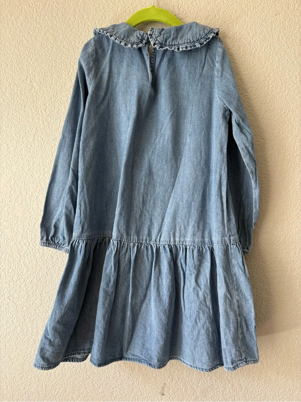 H&M Light Blue Denim Ruffle Collar Dress